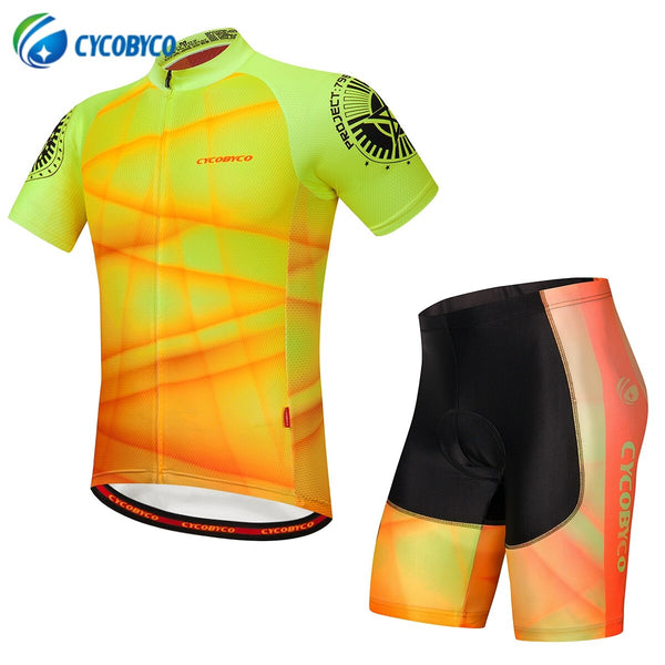 Cycobyco Cycling Jersey Short Sleeve Men MTB Bike Clothing Road Bicycle Shorts Padded Pants Fluorescence Maillot Ropa Ciclismo